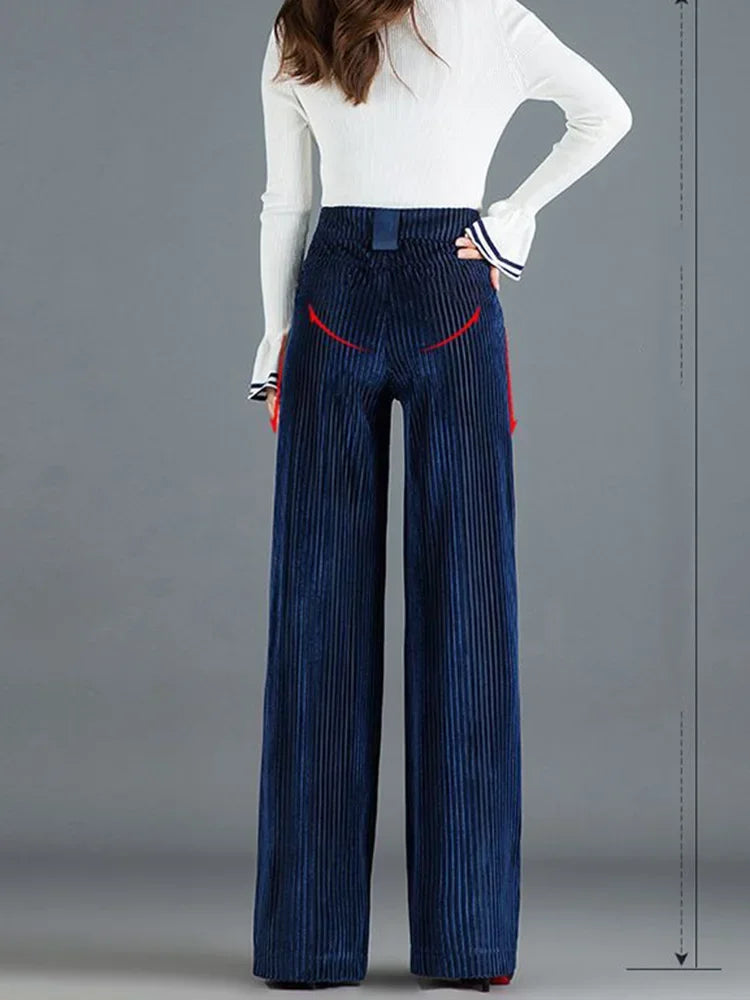 Women's Velvet Wide-Leg Trousers – High-Rise Evening Elegance – view 6