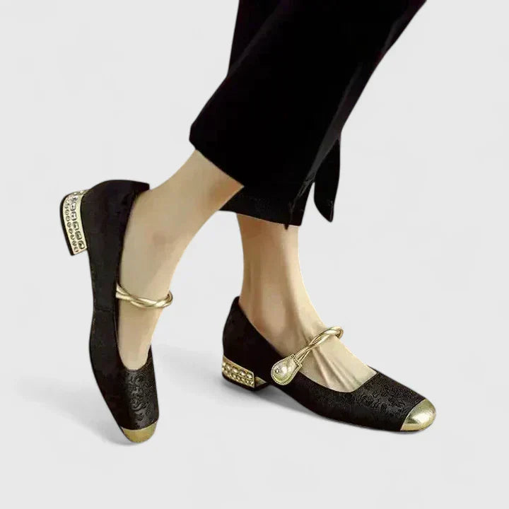 Women's Embellished Mary Jane Heels - Vintage Charm & Comfort