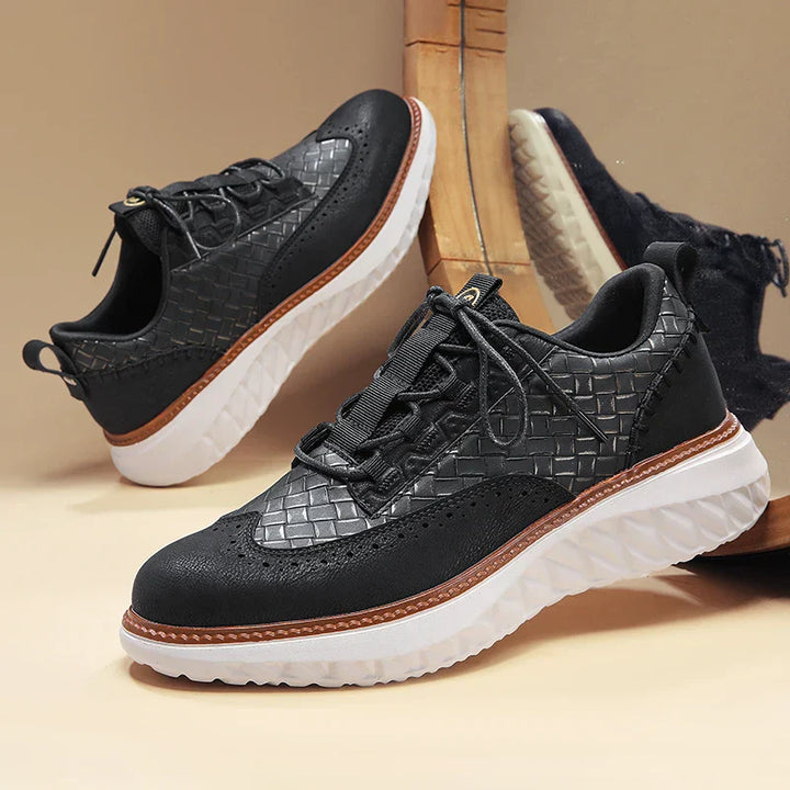 Men's Woven Leather Trainers – Smart-Casual Hybrid Shoes – view 9