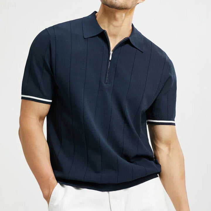Men's Knit Half-Zip Polo – Massimo Textured Smart-Casual Top – view 6