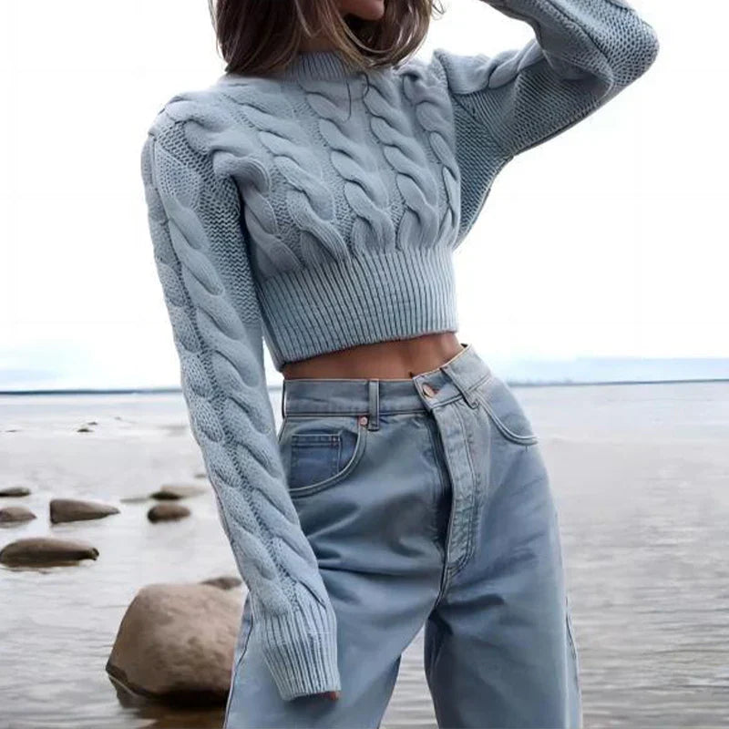 Women's Soft Cropped Knit Jumper – Easy Layering Essential