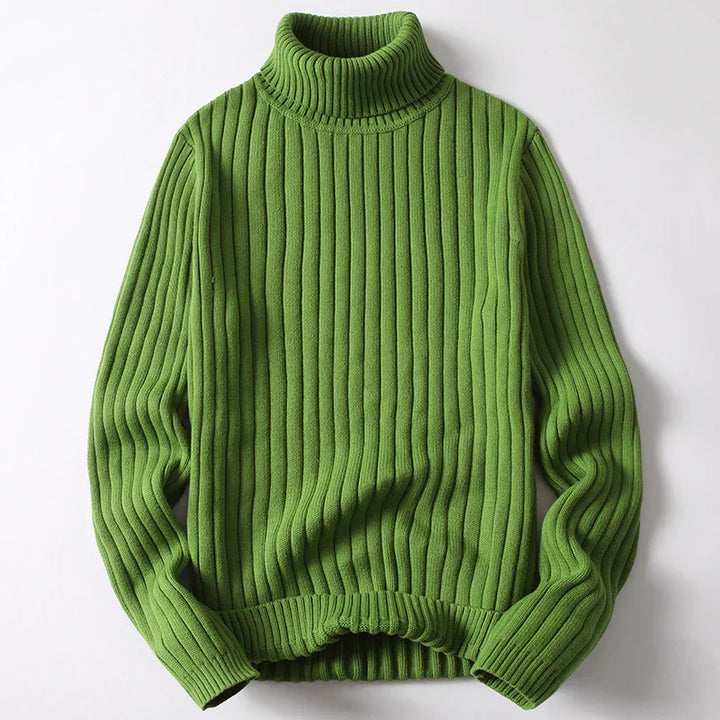 Men's Ribbed Knit Turtleneck Jumper – Heavy Roll Neck – view 3