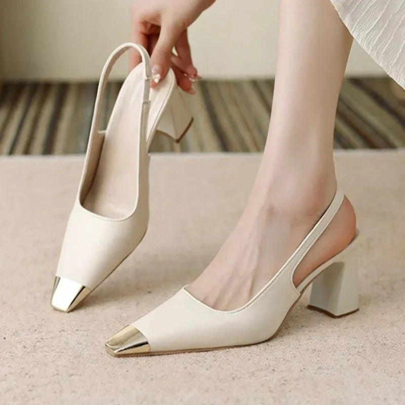 Women's Pointed Toe Slingback Heels - Effortless Everyday Polished
