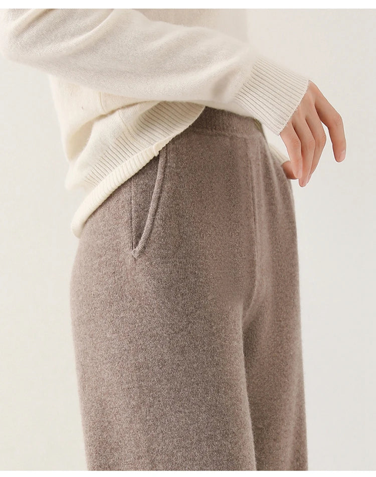 Women's Merino Wool Wide-Leg Trousers – High-Waisted Comfort