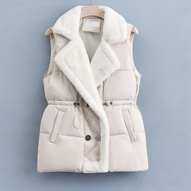 Women's Padded Gilet with Faux Fur Collar – Warm Layering Vest