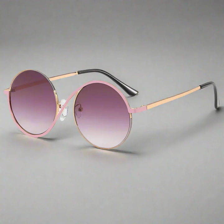 Women's Round Metal Sunglasses – Retro Gradient Lenses, UV Protection