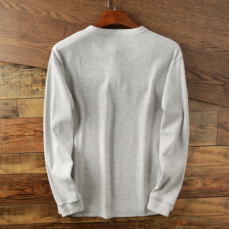 Men's Waffle-Knit Cotton Henley – Relaxed Weekend Layering Top – view 2