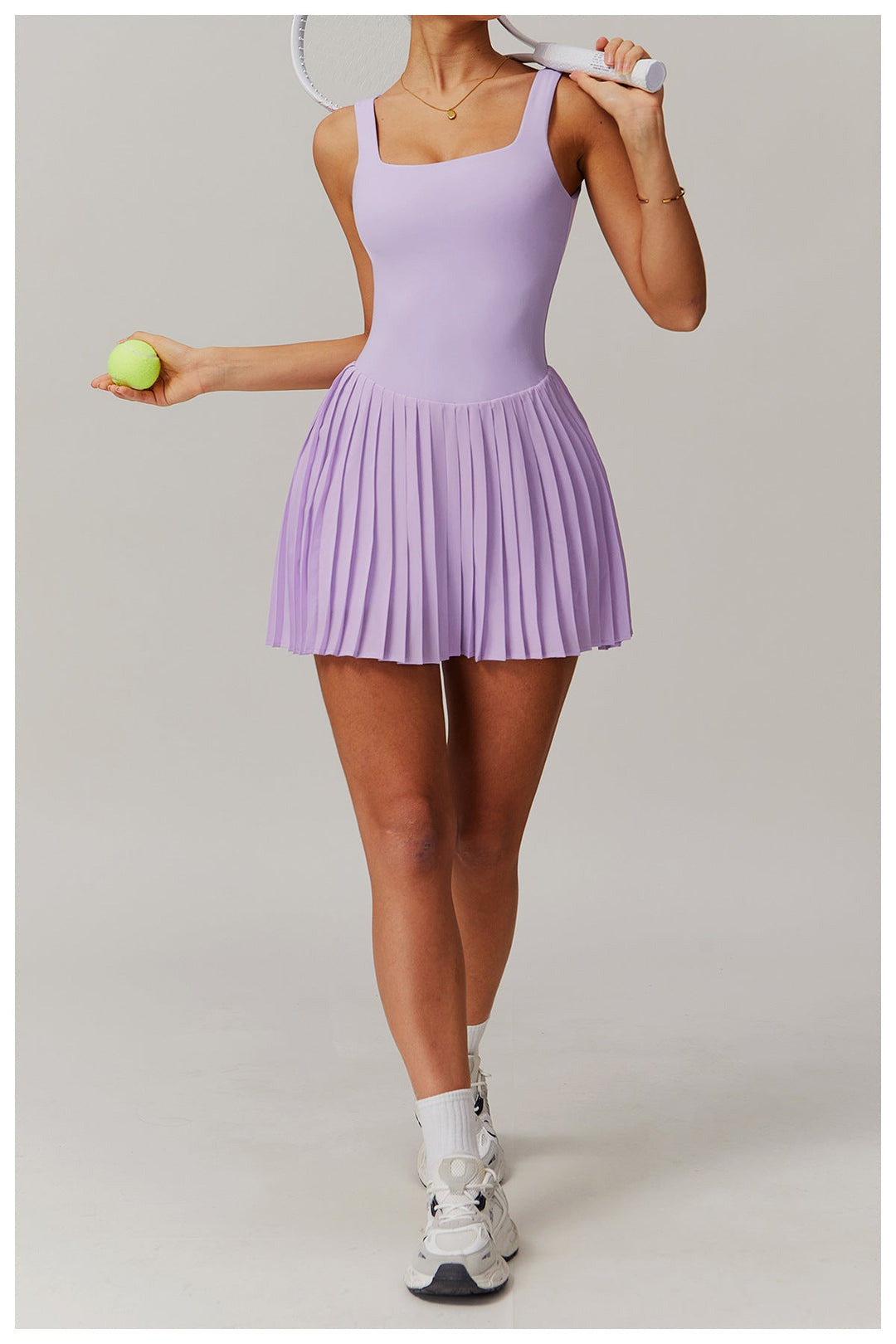 Women's Pleated Tennis Dress – Built-In Shorts & Pocket