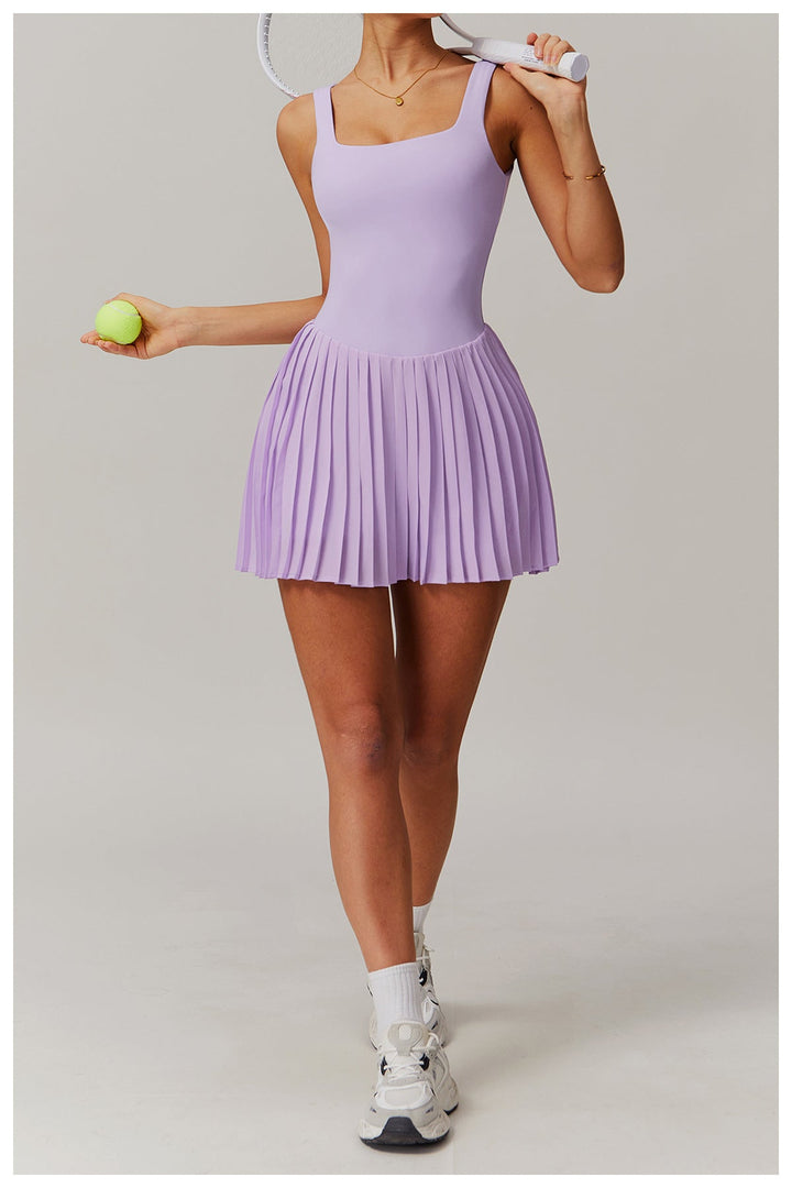 Women's Pleated Tennis Dress – Built-In Shorts & Pocket