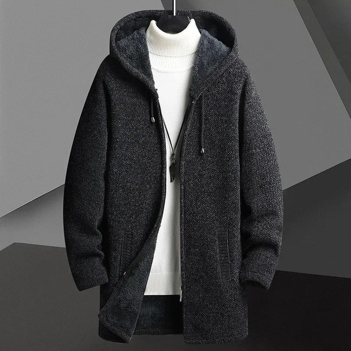 Men's Hooded Knit Overcoat – Fleece-Lined Warm City Layer – view 3