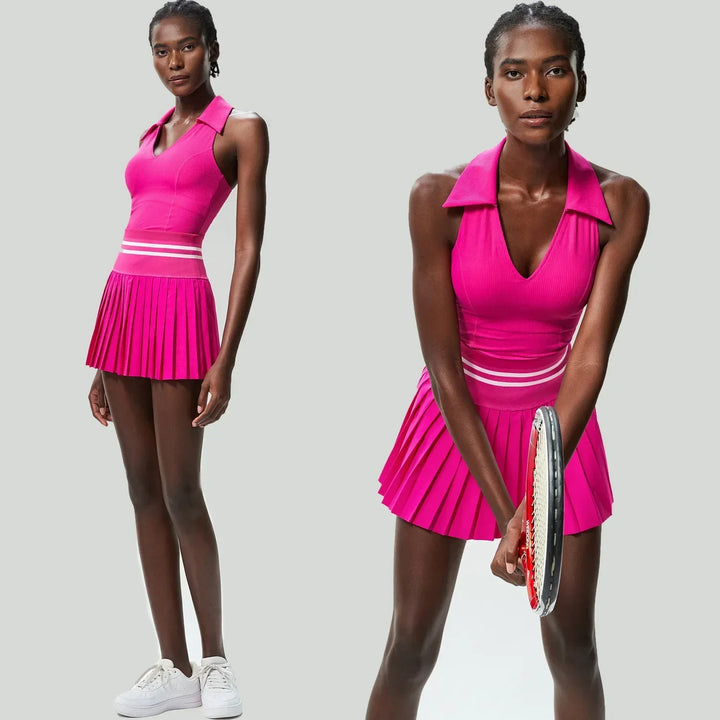 Women's Pleated Tennis Set – Quick-Dry Crop Top & Skirt