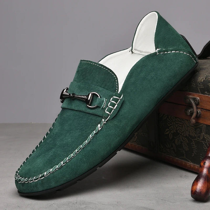 Men's Suede Loafers – Horse-Bit Detail, Non-Slip Sole