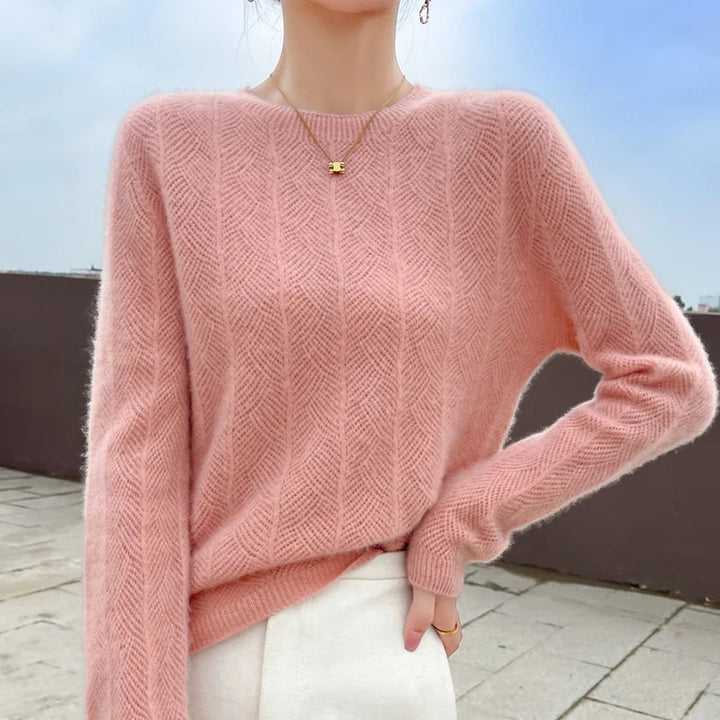 Women's Merino Wool Chevron Knit Jumper – Relaxed Fit Knitwear