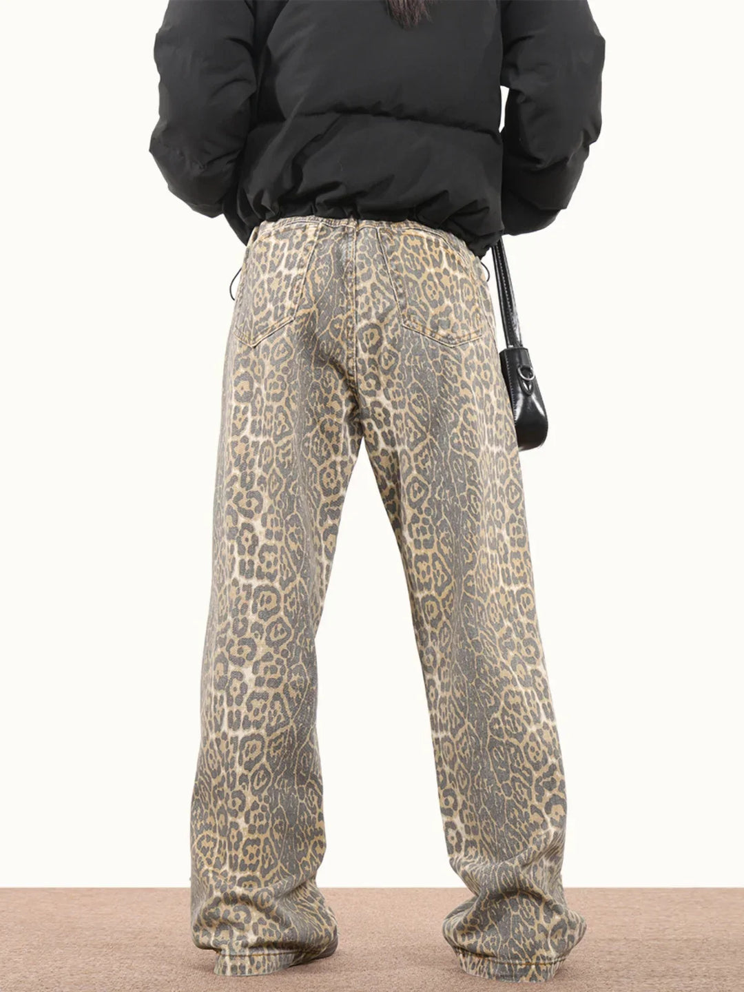 Women's Leopard Print Baggy Jeans – Relaxed Wide-Leg Denim – view 5