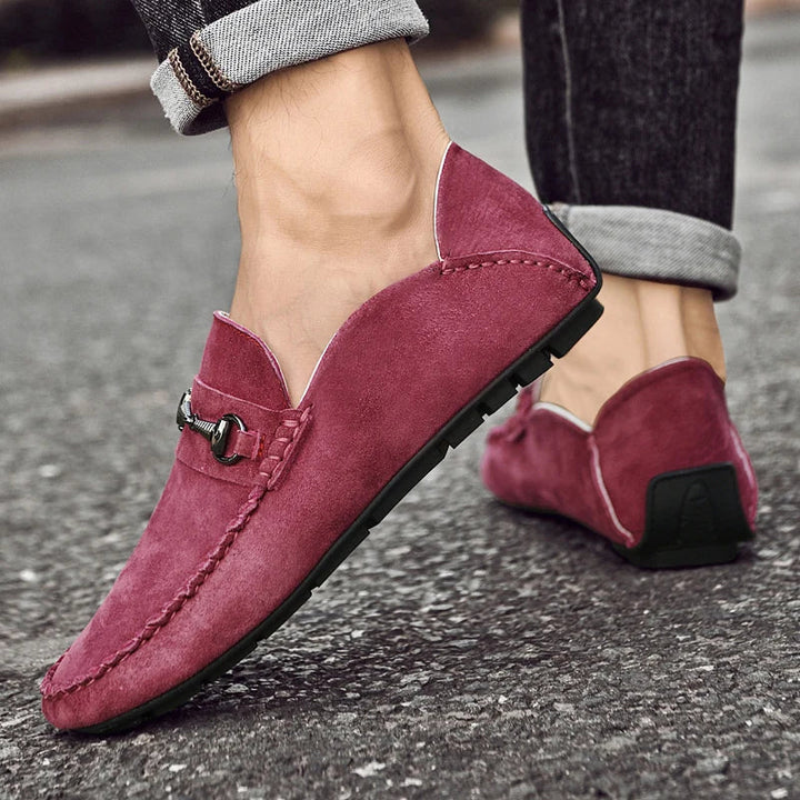 Men's Suede Loafers – Horse-Bit Detail, Non-Slip Sole