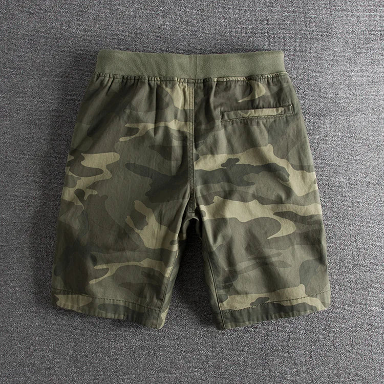 Men's Camo Print Drawstring Shorts – Breathable Everyday Comfort – Grey