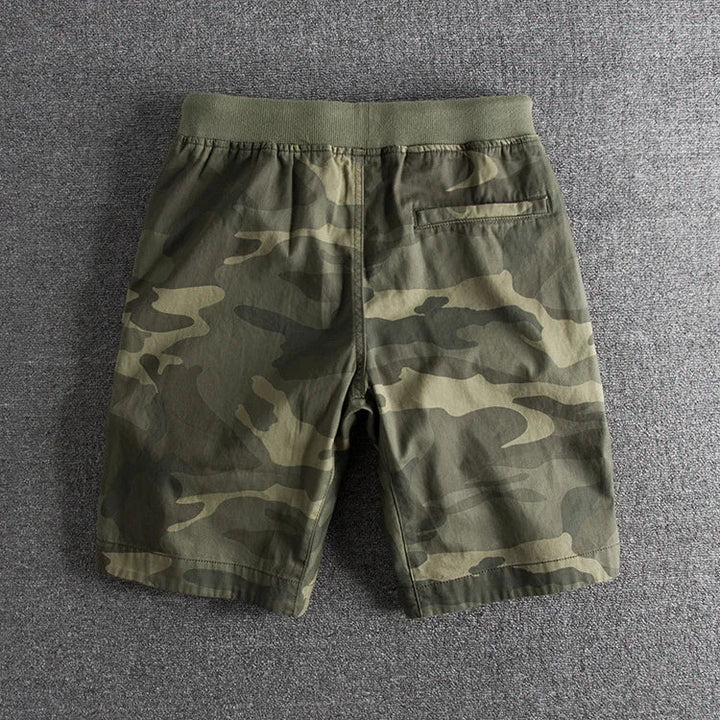 Men's Camo Print Drawstring Shorts – Breathable Everyday Comfort – Grey