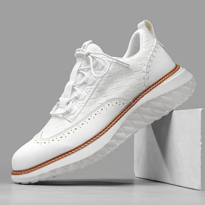 Men's Woven Leather Trainers – Smart-Casual Hybrid Shoes – view 2
