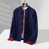 Men's Cashmere Cardigan - Stand Collar Knit Jumper Layer