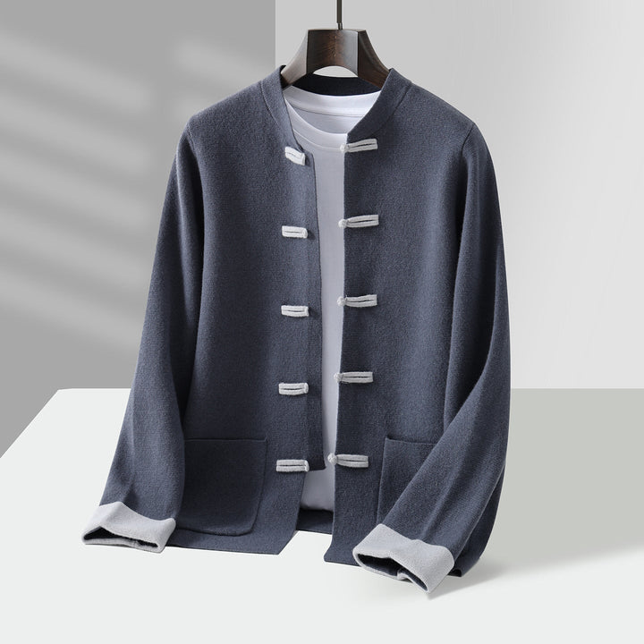 Men's Cashmere Cardigan - Stand Collar Knit Jumper Layer – view 2