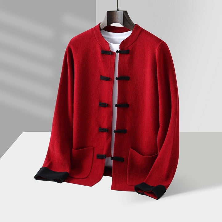 Men's Cashmere Cardigan - Stand Collar Knit Jumper Layer – view 4