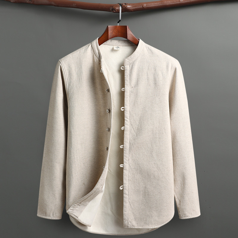 Men's Linen Lounge Set – Mandarin Collar Two-Piece Summer Co-ord – view 2