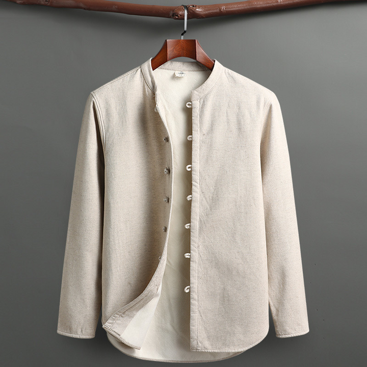 Men's Linen Lounge Set – Mandarin Collar Two-Piece Summer Co-ord – view 2