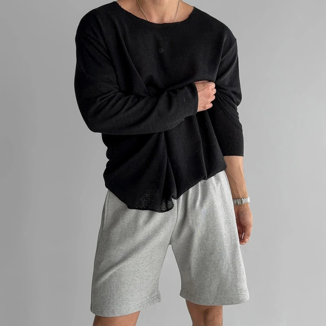 Men's Textured Knit Jumper – Relaxed Drop-Shoulder Layer – view 6