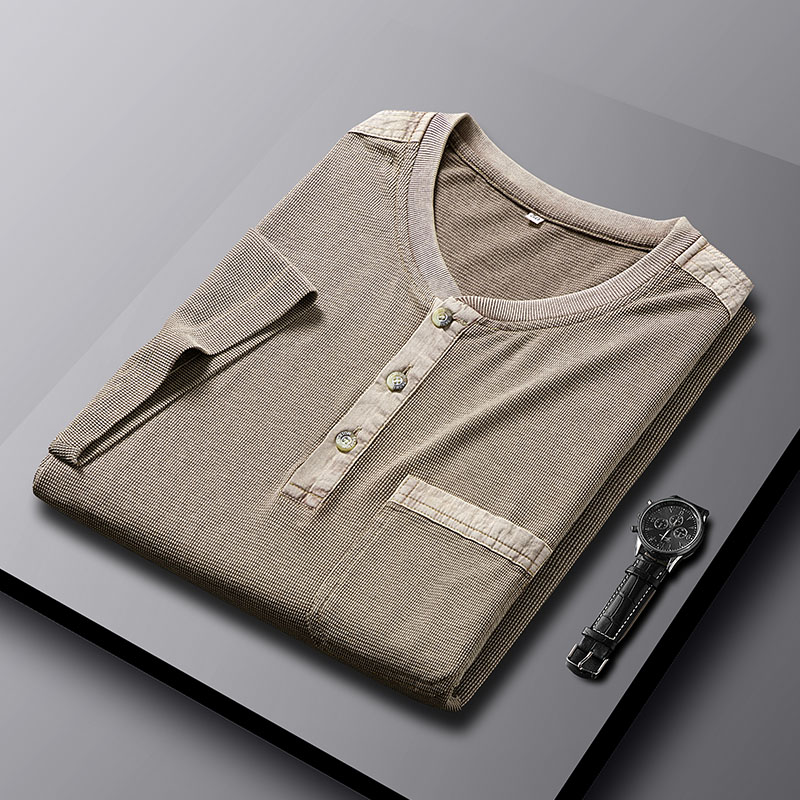 Men's Waffle-Knit Henley Top – Short Sleeve Casual Layer – view 8