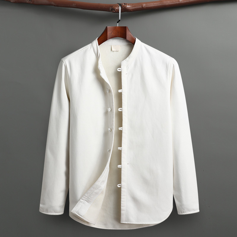 Men's Linen Lounge Set – Mandarin Collar Two-Piece Summer Co-ord – view 4