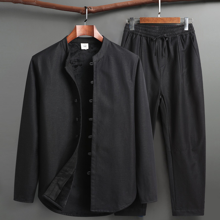 Men's Linen Lounge Set – Mandarin Collar Two-Piece Summer Co-ord – view 5