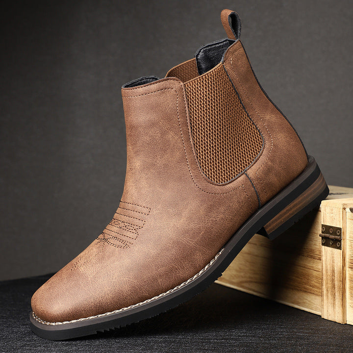 Men's Leather Chelsea Boots – Western Stitch – Stacked Sole – view 8