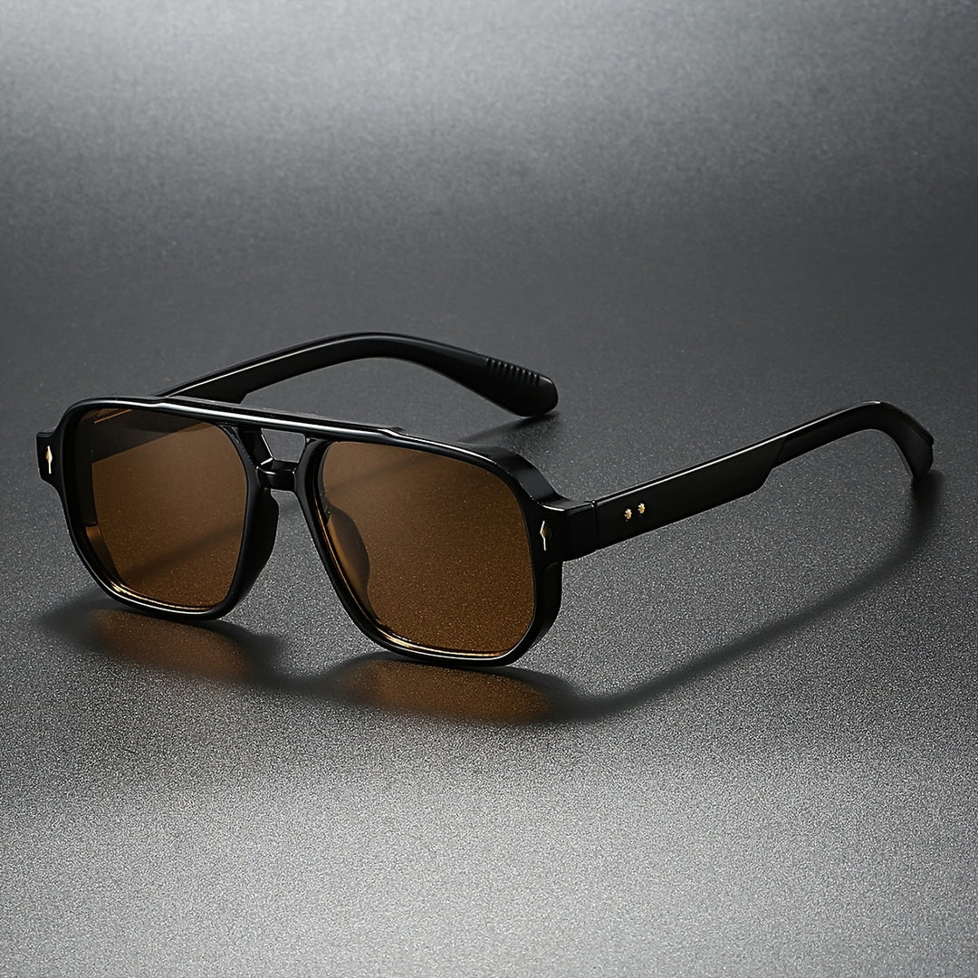 Men's Aviator Sunglasses – UV400 Double-Bridge Frames – Shadow Amber