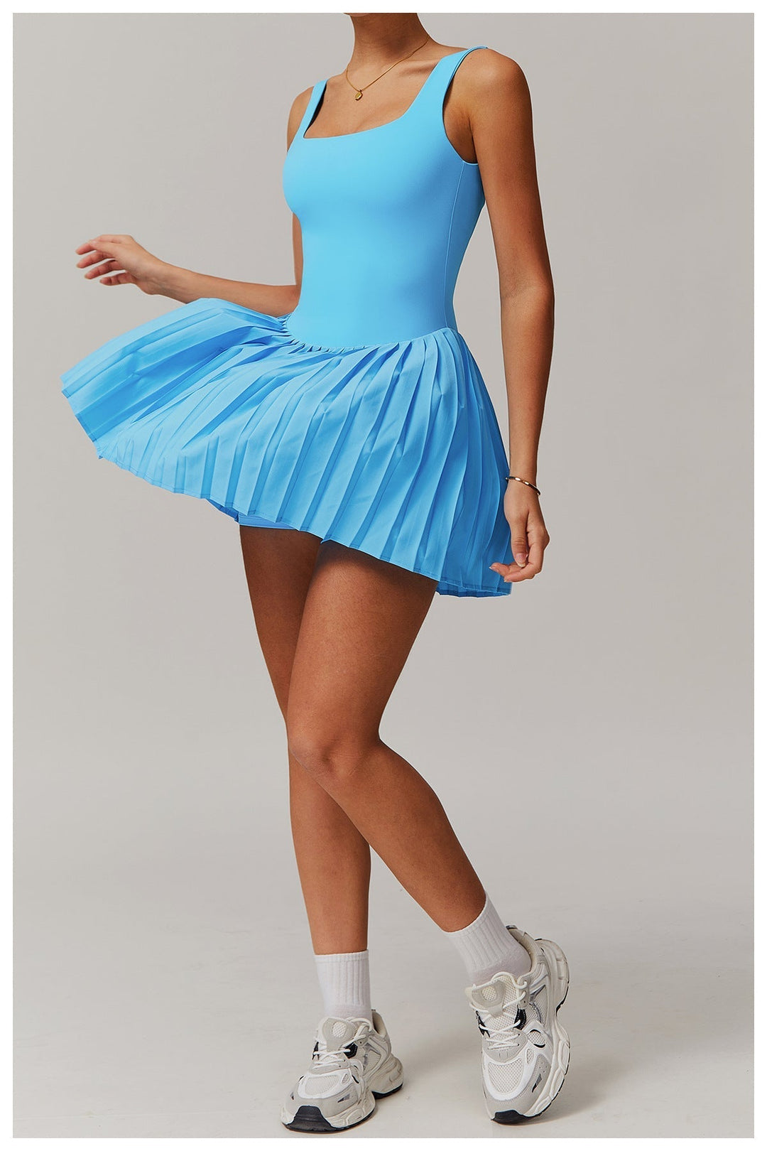 Women's Pleated Tennis Dress – Built-In Shorts & Pocket