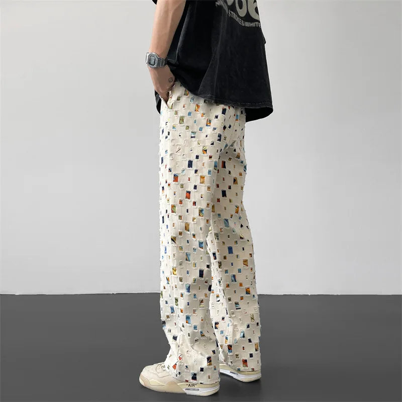Men's Distressed Patchwork Trousers – Relaxed Streetwear Style – view 4