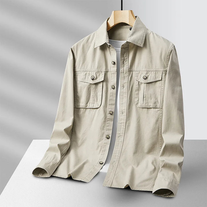 Men's Cotton Military Overshirt – Utility Field Shacket – view 3