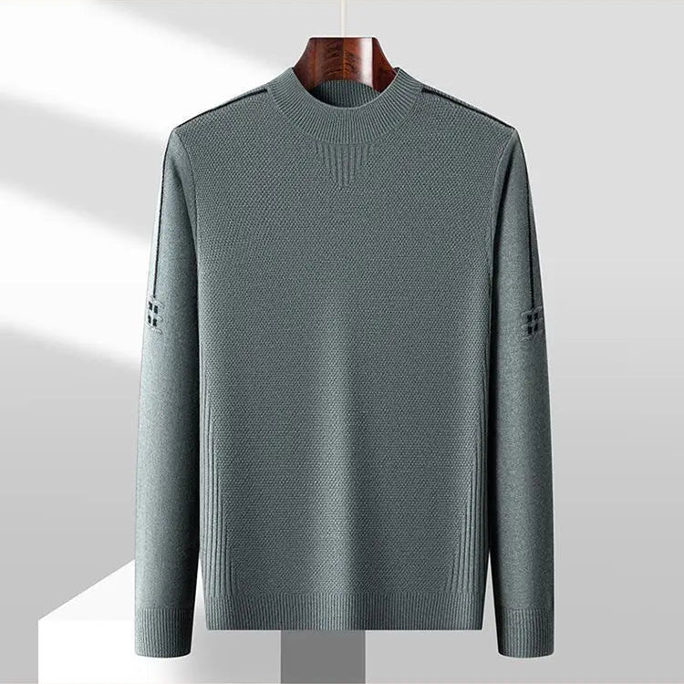 Men's Jacquard Knit Jumper – Textured Mock Neck Sweater – view 6