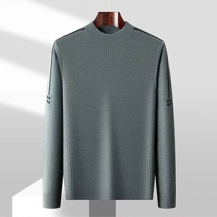 Men's Jacquard Knit Jumper – Textured Mock Neck Sweater – view 6