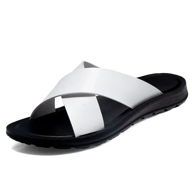 Men's Leather Slide Sandals – Cushioned Ergonomic Footbed – view 12