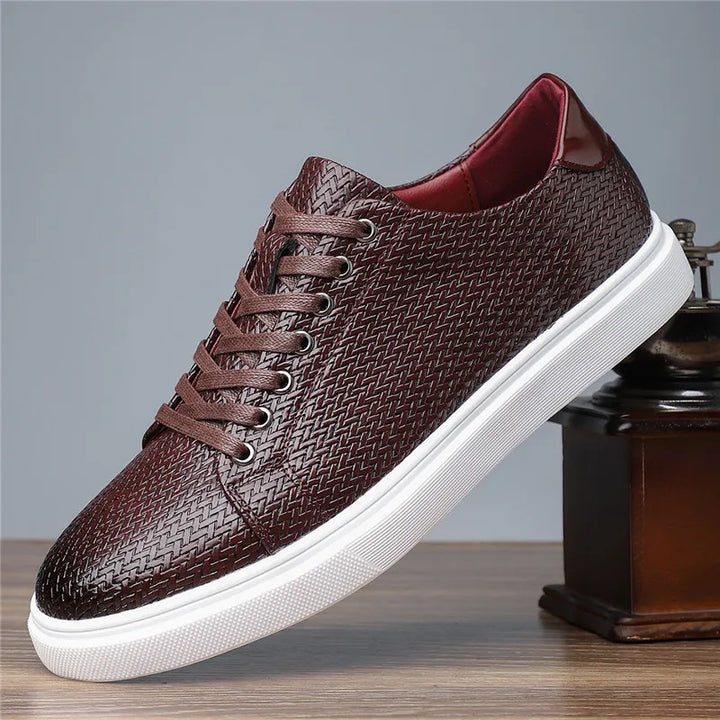 Men's Woven Leather Trainers – Low-Top Smart Casual Sneakers – view 6