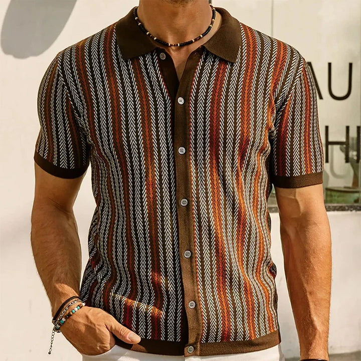 Men's Cotton Knit Shirt – Herringbone Button-Up for Smart Casual – view 2