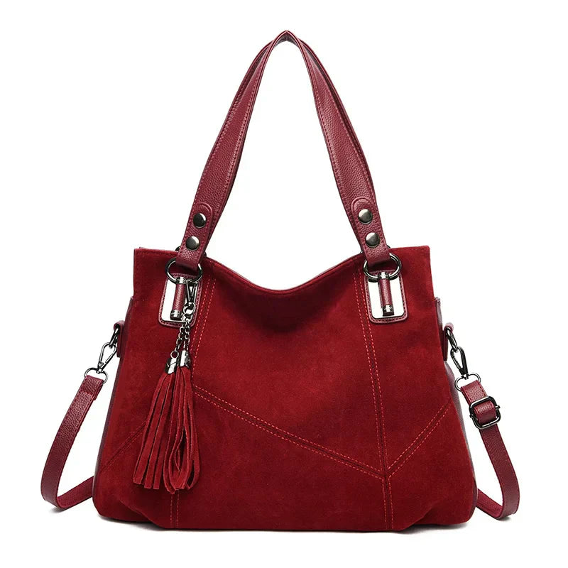 Women's Suede Tote Bag – Convertible Shoulder to Crossbody