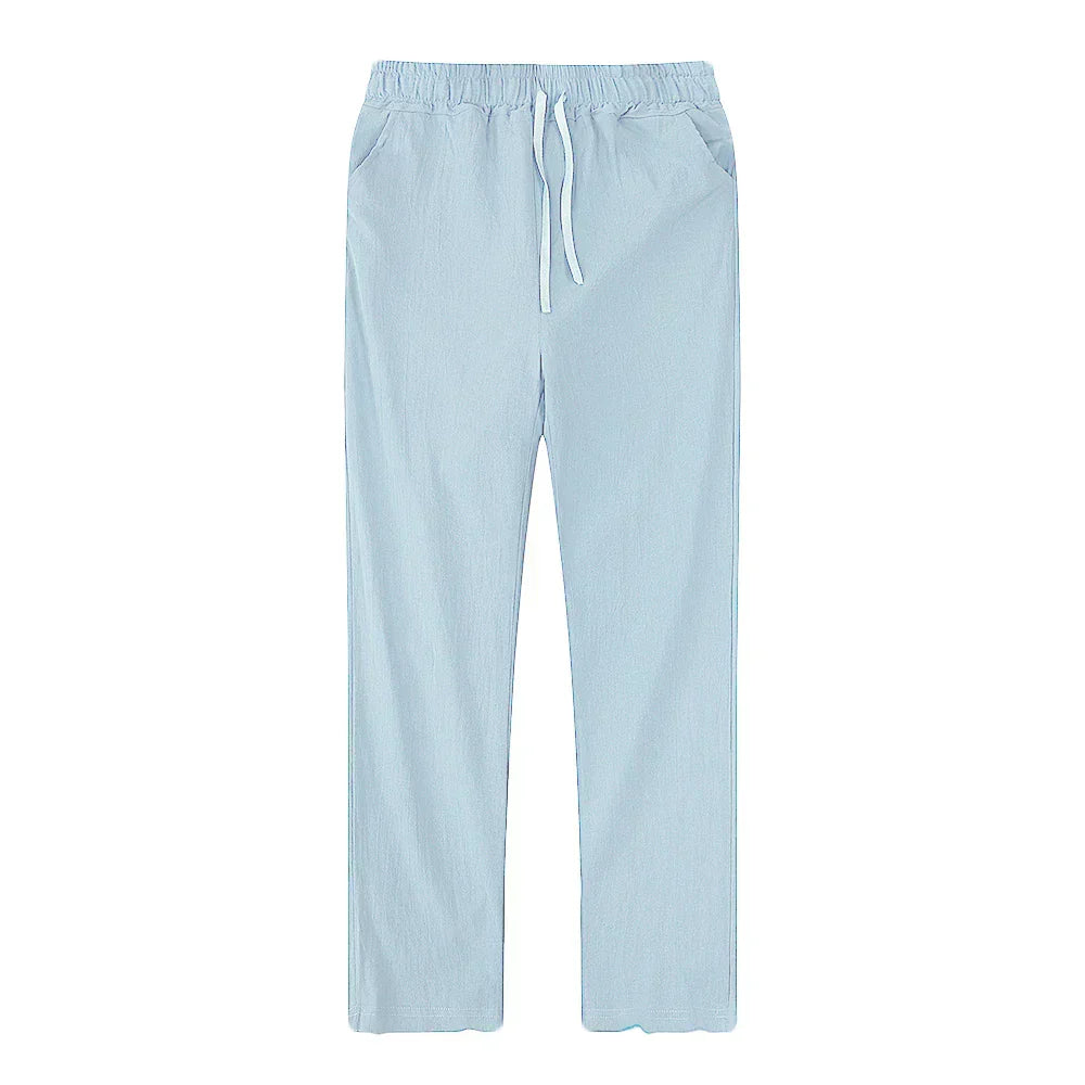 Men's Linen Blend Drawstring Trousers – Lightweight Summer Wear – view 10