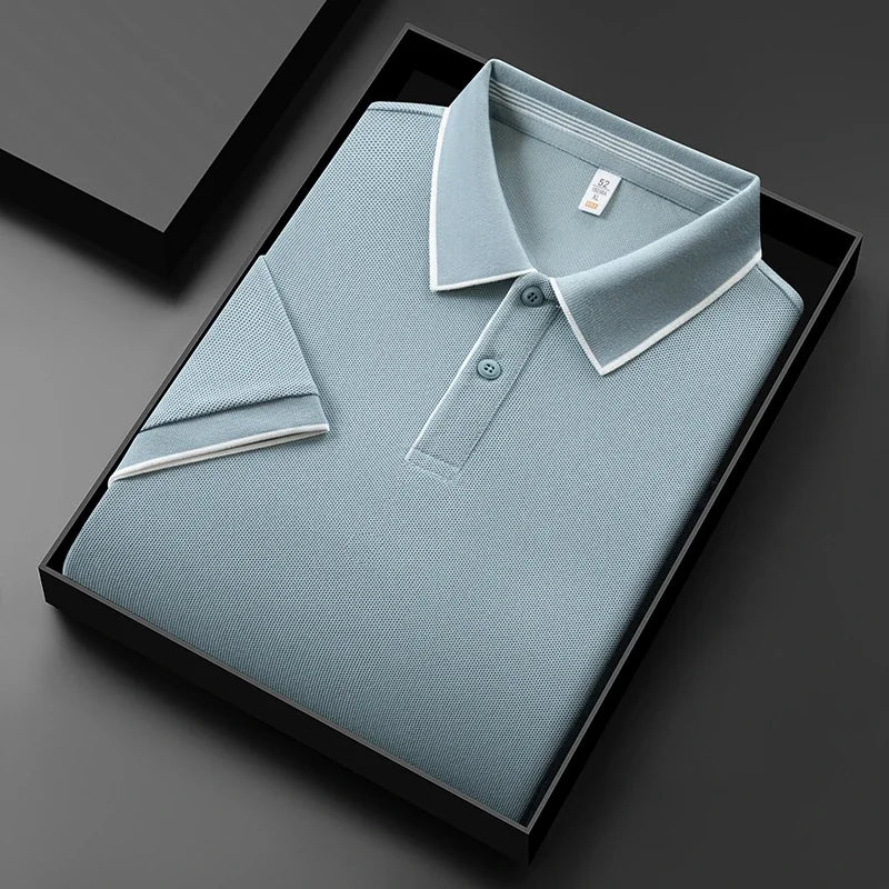 Men's Textured Knit Polo Shirt – Breathable Stretch Performance Polo – view 6