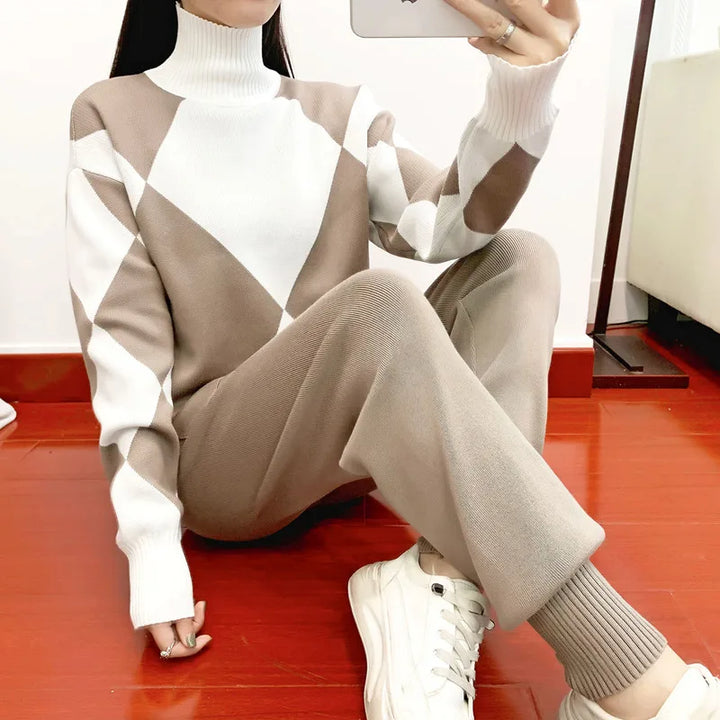 Women's Emilie Knitted Co-ord Set – Geometric Jumper & Joggers – view 4