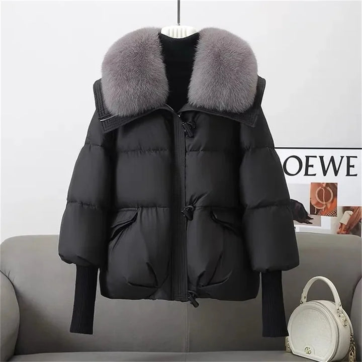 Women's Quilted Puffer Jacket with Faux Fur Collar – Winter Warmth – view 4