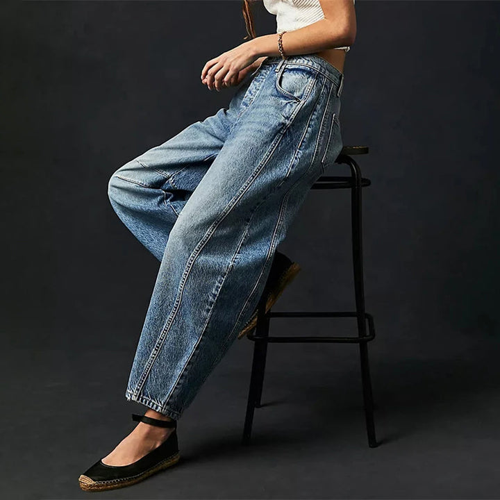 Women's Wide Leg Stretch Jeans – Relaxed Mid-Rise Ankle Length