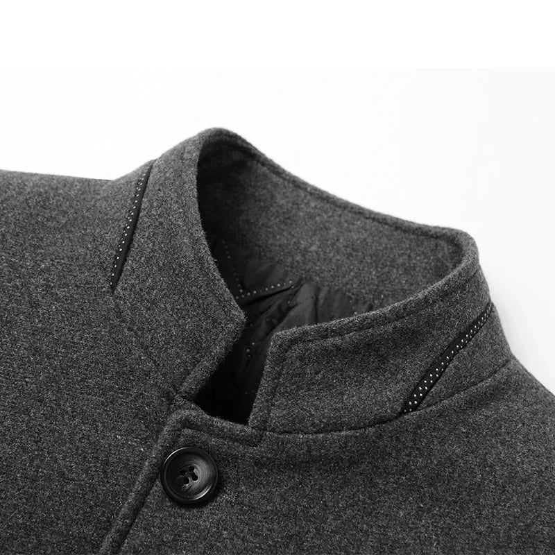 Men's Wool-Blend Overcoat – Quilted Warm Winter Coat – view 4