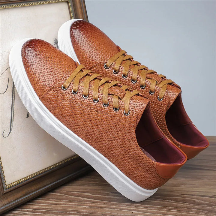 Men's Woven Leather Trainers – Low-Top Smart Casual Sneakers – view 5