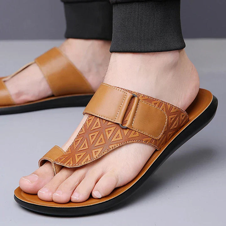 Men's Leather Sandals – Cushioned Toe-Loop Summer Slides – view 4